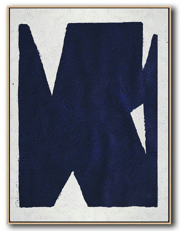 Buy Hand Painted Navy Blue Abstract Painting Online,Large Canvas Wall Art For Sale #B0Y1